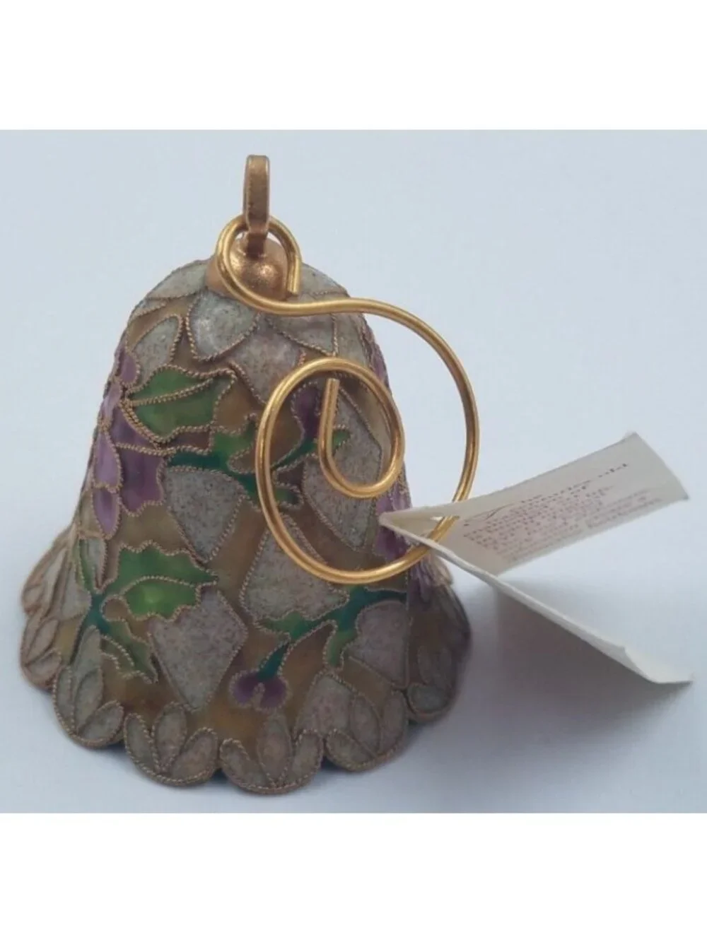 Vintage 1999 Nyco Enamel Art Cloisonne Floral Bell Ornament Limited Production